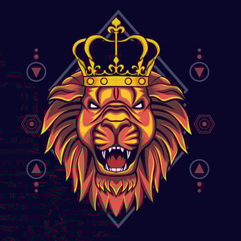 wild lion head with sacred geometry pattern vector