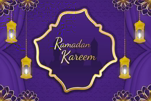 Ramadan Kareem purple color stylish Islamic background vector