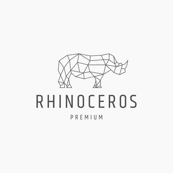Geometric line art rhinoceros logo icon design template vector