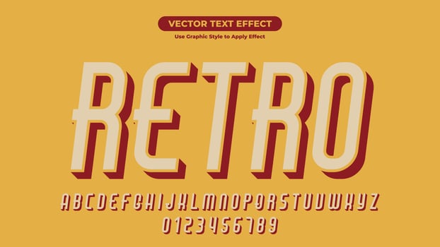 Retro 3D Editable Text Effect with Retro and Vintage Style vector