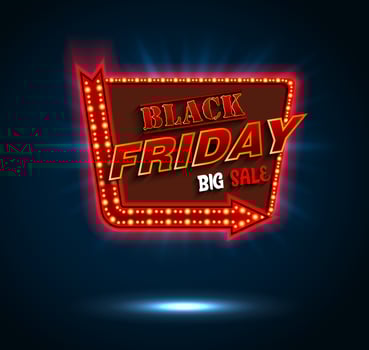 Black friday light frame retro billboard and arrow banner.vector vector