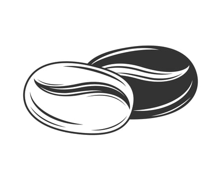 Silhouette of two coffee beans vector