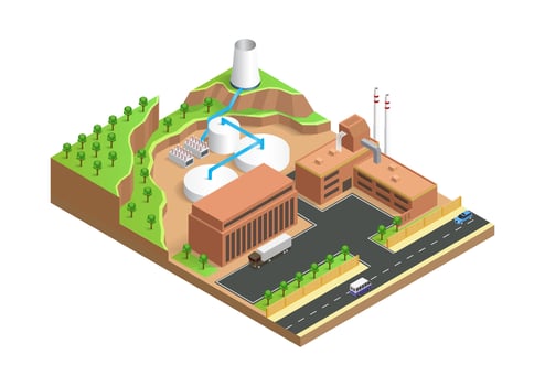 geothermal energy power plant  building vector