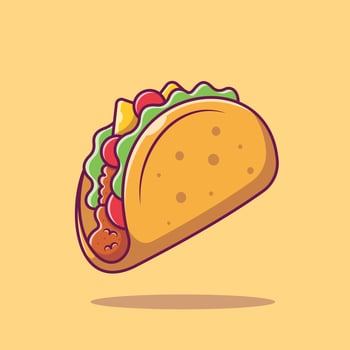 Taco Mexican Food Cartoon Vector Icon Illustration. Food Object Icon  Concept Isolated Premium Vector. Flat Cartoon Style