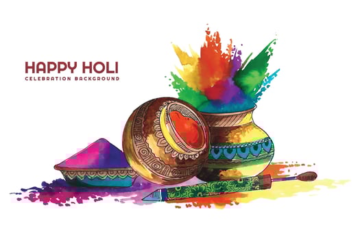 Happy holi festival of India celebration greetings card background vector