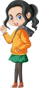 Teenager girl cartoon character on white background vector