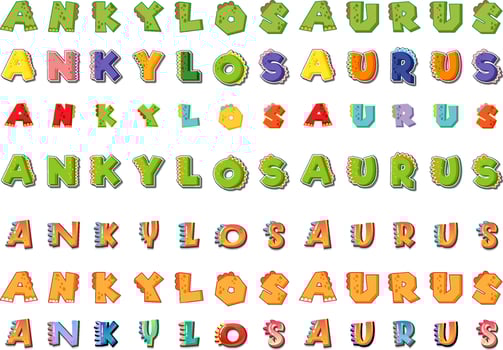 Font design for word ankylosaurus vector