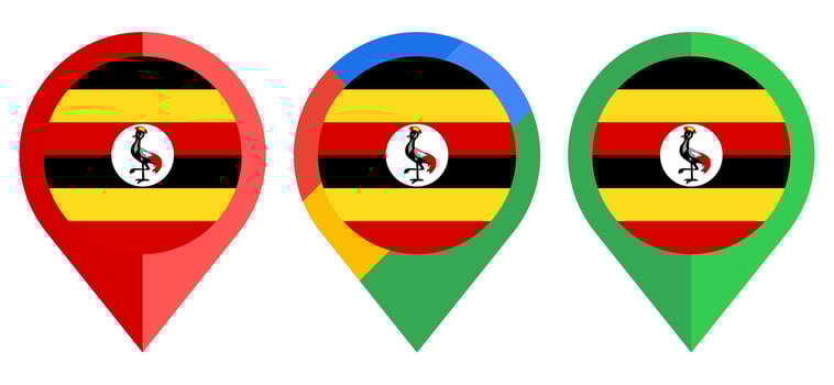 flat map marker icon with uganda flag isolated on white background vector