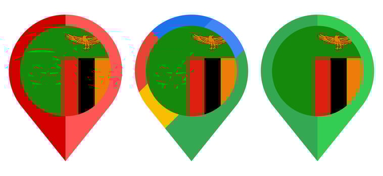 flat map marker icon with zambia flag isolated on white background vector