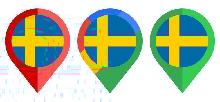 flat map marker icon with sweden flag isolated on white background vector