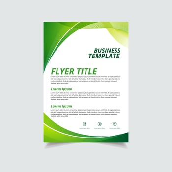 Modern corporate business flyer design template. Green Wave Business flyer design background. vector