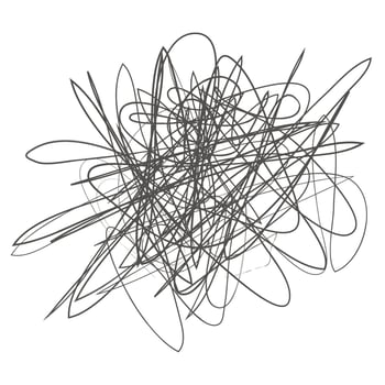 Tangled abstract scribble with hand drawn line. Doodle  vector drawn tangles, lines, circles. Black line abstract scribble shape. tangled chaos, depression, aggression, evil