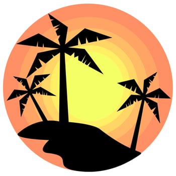 Tropical summer sunset. vector