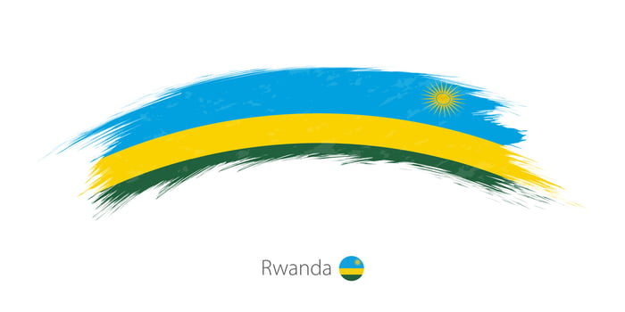 Flag of Rwanda in rounded grunge brush stroke. vector