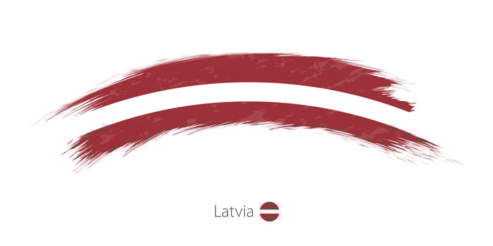Flag of Latvia in rounded grunge brush stroke. vector