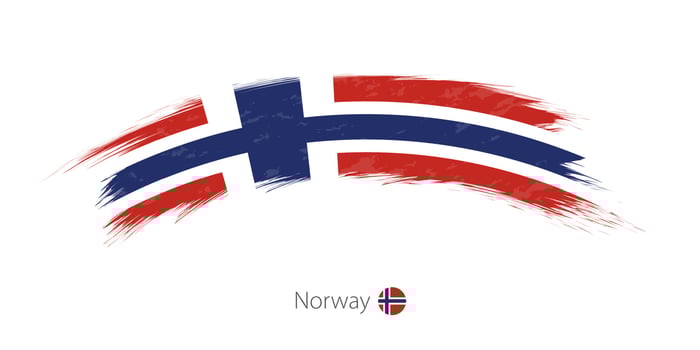 Flag of Norway in rounded grunge brush stroke. vector