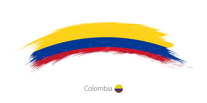 Flag of Colombia in rounded grunge brush stroke. vector