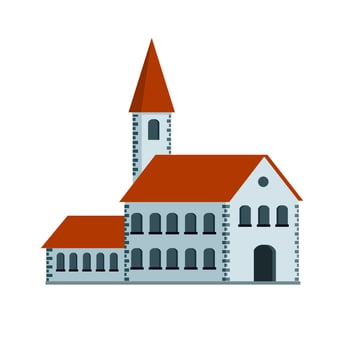 City hall with red roof. Old guildhouse vector