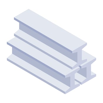 Isometric icon of steel beam, metal work tool vector