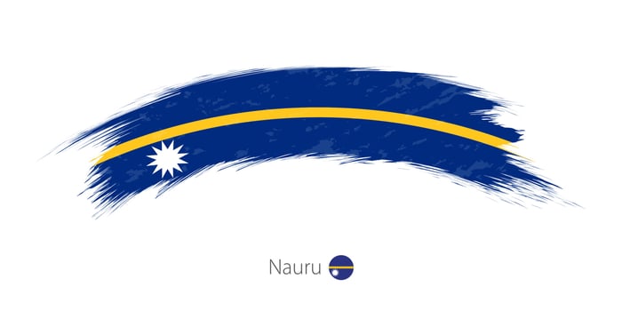 Flag of Nauru in rounded grunge brush stroke. vector