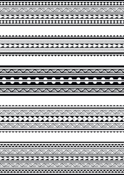 Set of maori polynesian tattoo bracelets border. Tribal sleeve seamless pattern vector. Samoan bracelet tattoo design for arm or foot. vector