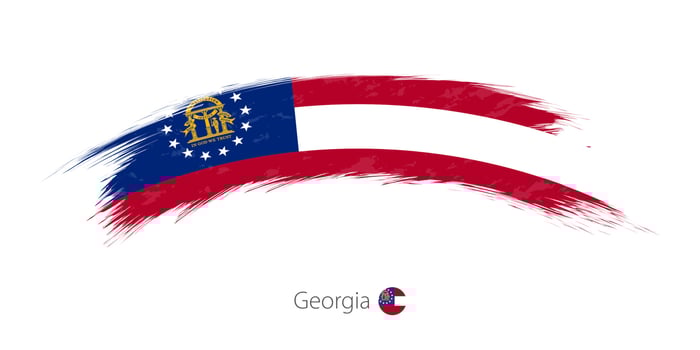 Flag of Georgia in rounded grunge brush stroke. vector