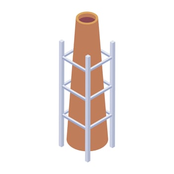 Constructive frame around cemented furnace, isometric icon  of brick kiln vector