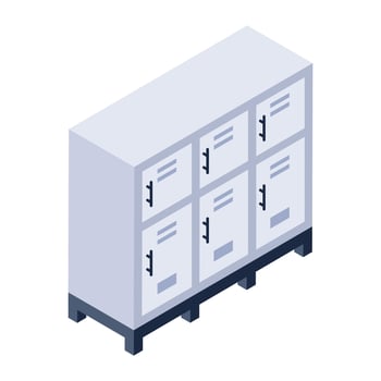 A chest of drawers, isometric icon of cabinets vector