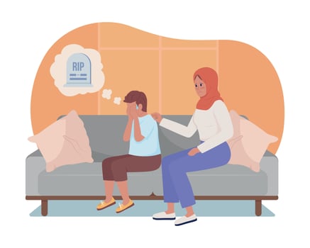 Teen with panic disorder 2D vector isolated illustration