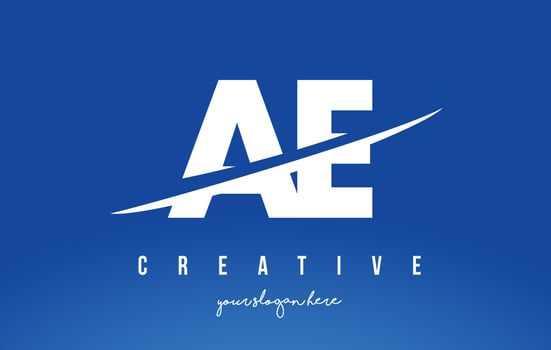 AE A D Letter Modern Logo Design White Yellow Background and Swoosh. vector