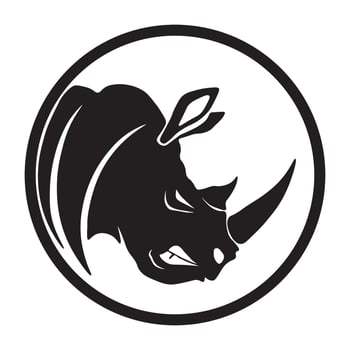 rhino head icon logo in a circle for company, community, and more vector