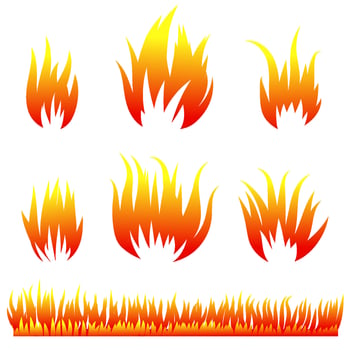 Collection of Fire and Flame icons in flat style isolated on white background. vector
