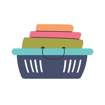 Basket folded laundry vector
