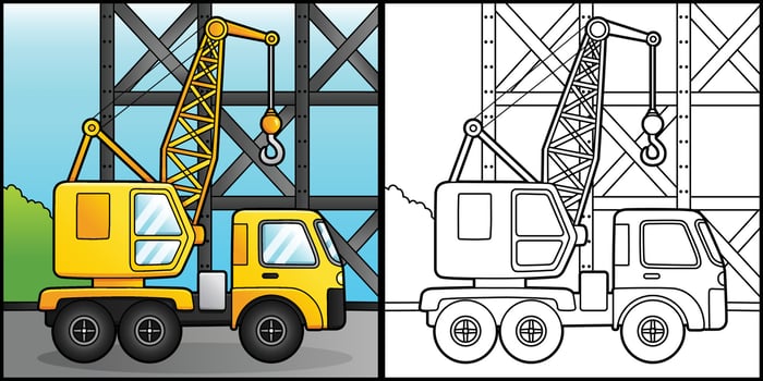 Crane Coloring Page Vehicle Illustration vector