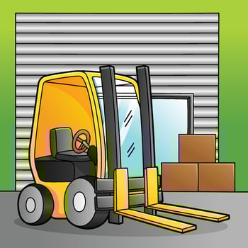 Forklift Cartoon Colored Vehicle Illustration vector