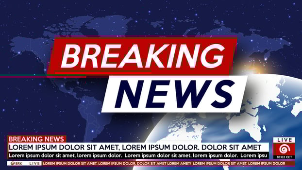 Screen saver on breaking news background. Urgent news release on television. Breaking news live on earth planet and world map background. vector