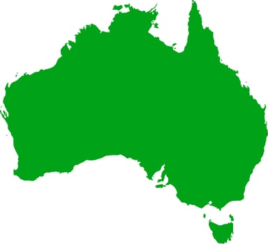 Green colored Australia outline map. Political australian map. Vector illustration
