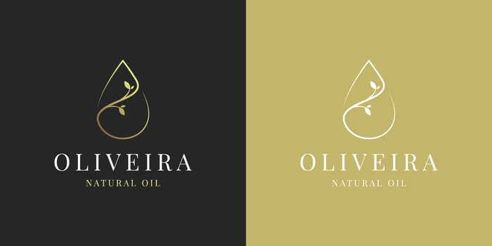 luxury gold Olive Oil, Droplet, water drop and Flower, leaf, leaves logo design vector