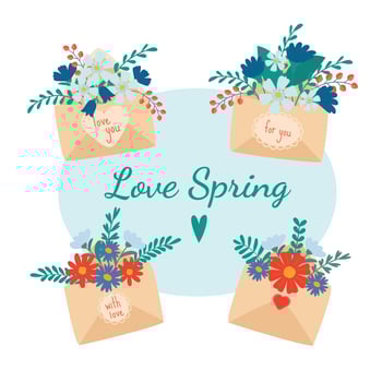 Flowers in an envelope. Floral mail. Happy Valentine's Day vector