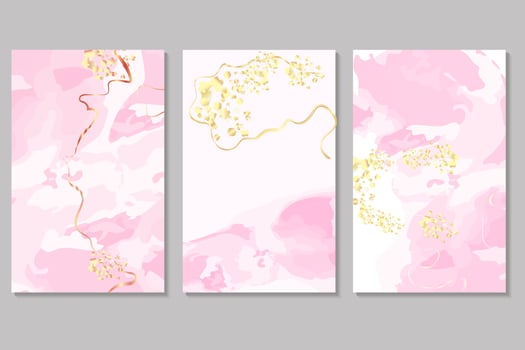 Spring wedding Invitation card  template collection.Light pink  or apricot watercolor wet texture.Blush  fluid  painting.Alcohol ink. vector