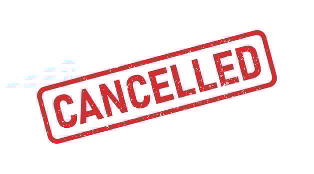 Grunge red cancelled word rubber stamp. Cancel sign sticker. Grunge vintage square label. Vector illustration isolated on white background.