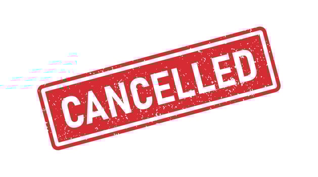 Grunge red cancelled word rubber stamp. Cancel sign sticker. Grunge vintage square label. Vector illustration isolated on white background.