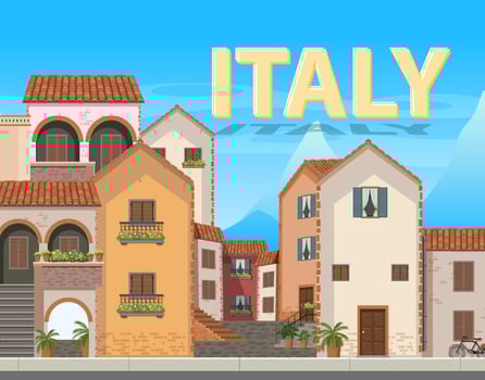 Scene with buildings in Italy vector