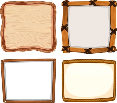 Set of wooden sign banner vector