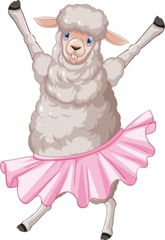 A sheep pose on white background vector