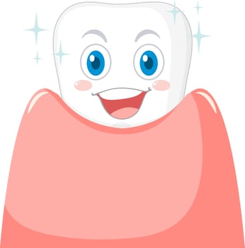 Happy strong tooth in gum on white background vector