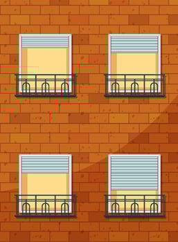 Apartment building with windows vector