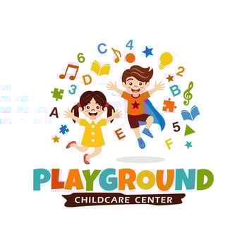 Preschool, kindergarten, playgroup logo icon design template. Children school vector illustration
