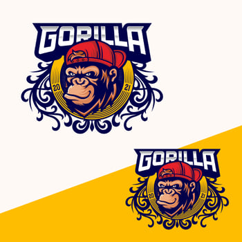 Monkey mascot logo vector. Animal vector illustration. Geek monkey logo. Chimpanzee vector logo design