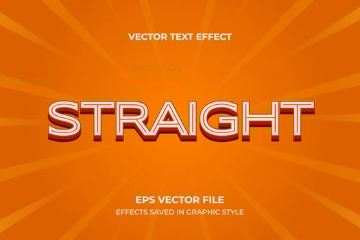 vector text effect. straight line effect on orange background.